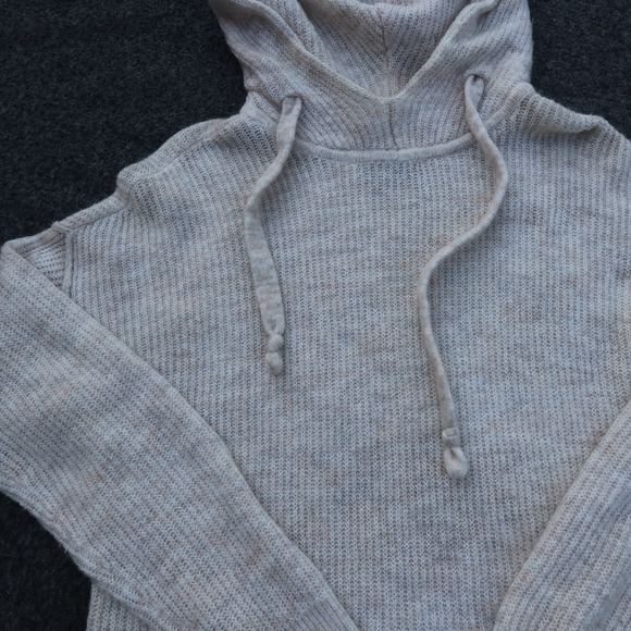 Abercrombie & Fitch Hooded Cardigan Sweater M Long Boxy Fit Ribbed Fisherman EUC - Picture 5 of 16